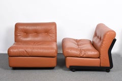 Midcentury Mario Bellini Cognac Brown Leather "Amanta" Armchair, B&B Italia 1966