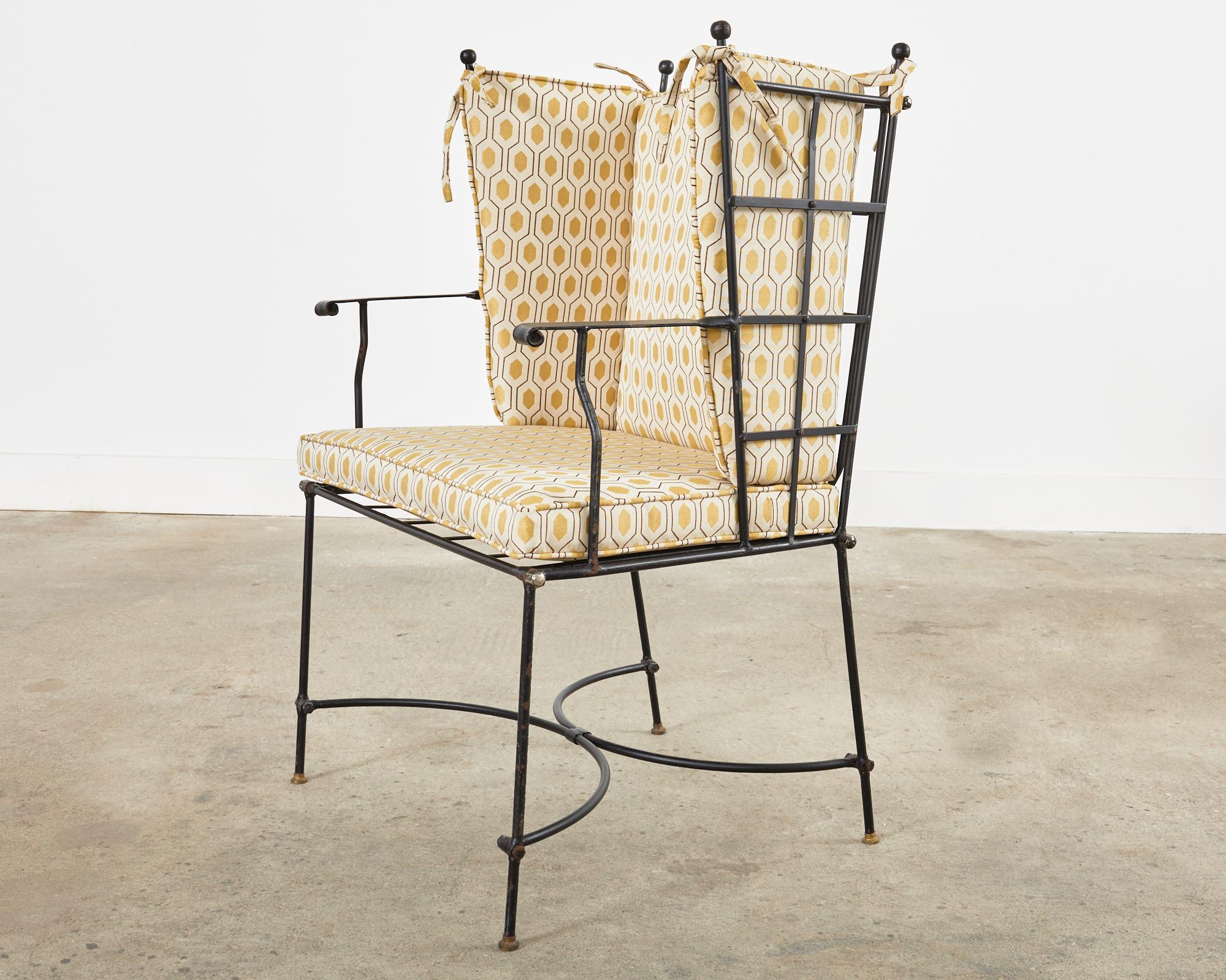 Mid-Century Modern Midcentury Mario Papperzini for Salterini Iron Wingback Garden Chair For Sale