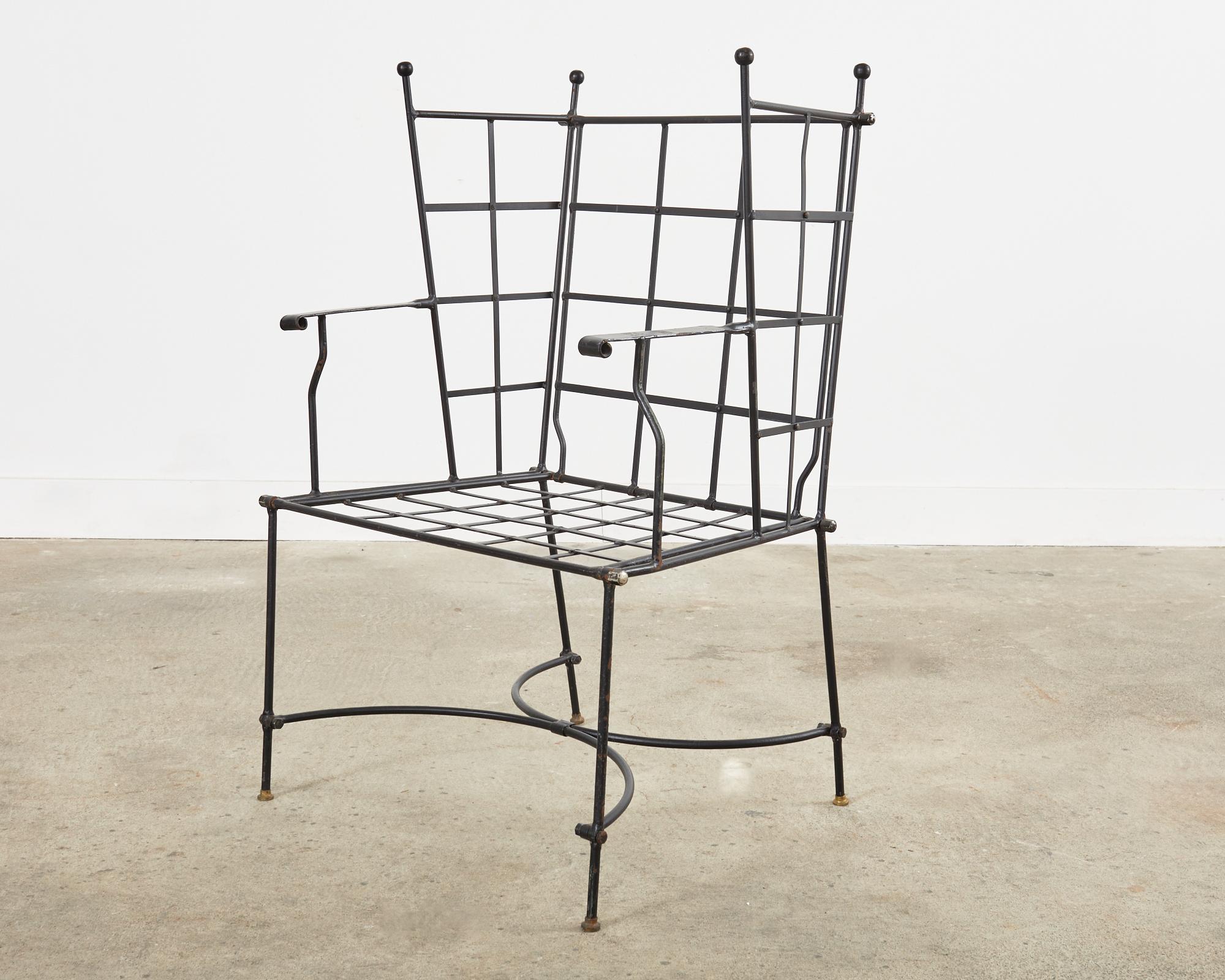 Midcentury Mario Papperzini for Salterini Iron Wingback Garden Chair For Sale 2