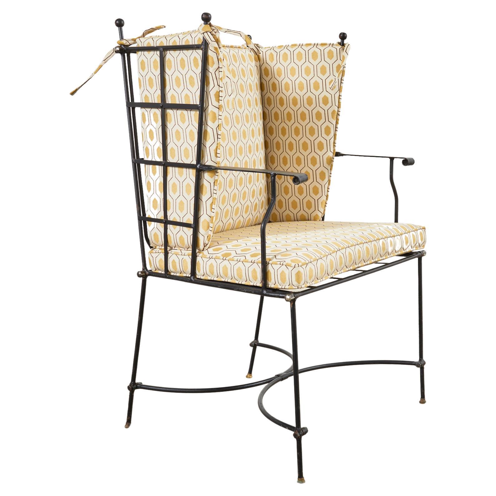 Midcentury Mario Papperzini for Salterini Iron Wingback Garden Chair For Sale