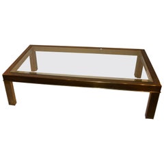 Midcentury Mastercraft Brass Coffee Table with Original Beveled Glass