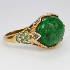 Maw Sit Sit Jade & Garnet Ring Certified Untreated -Rare Item
