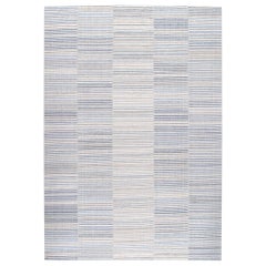 Mazandaran Style Handwoven Flatweave Rug in Shades of Blue and Sand