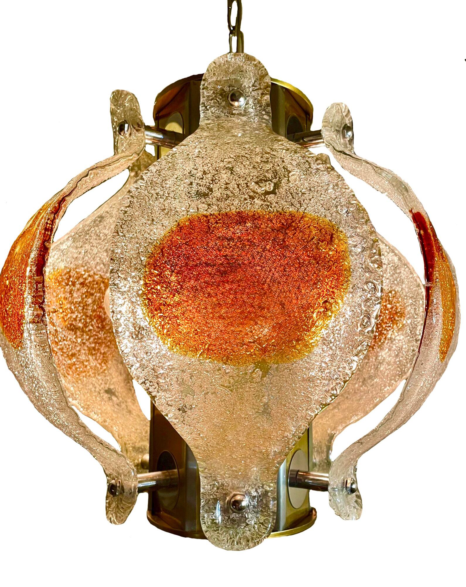 Lampadario di metà secolo in vetro di Mazzega Murano in vendita 4