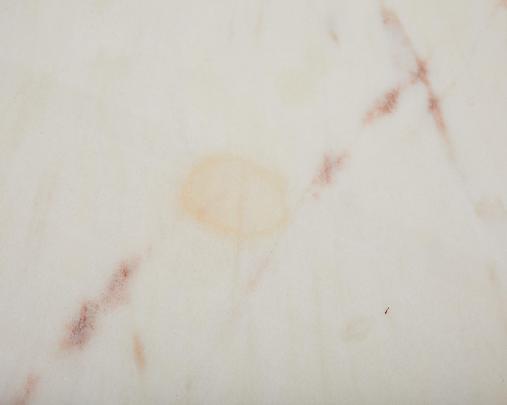 Midcentury McGuire Style Round Marble Top Caned Cocktail Table en vente 10