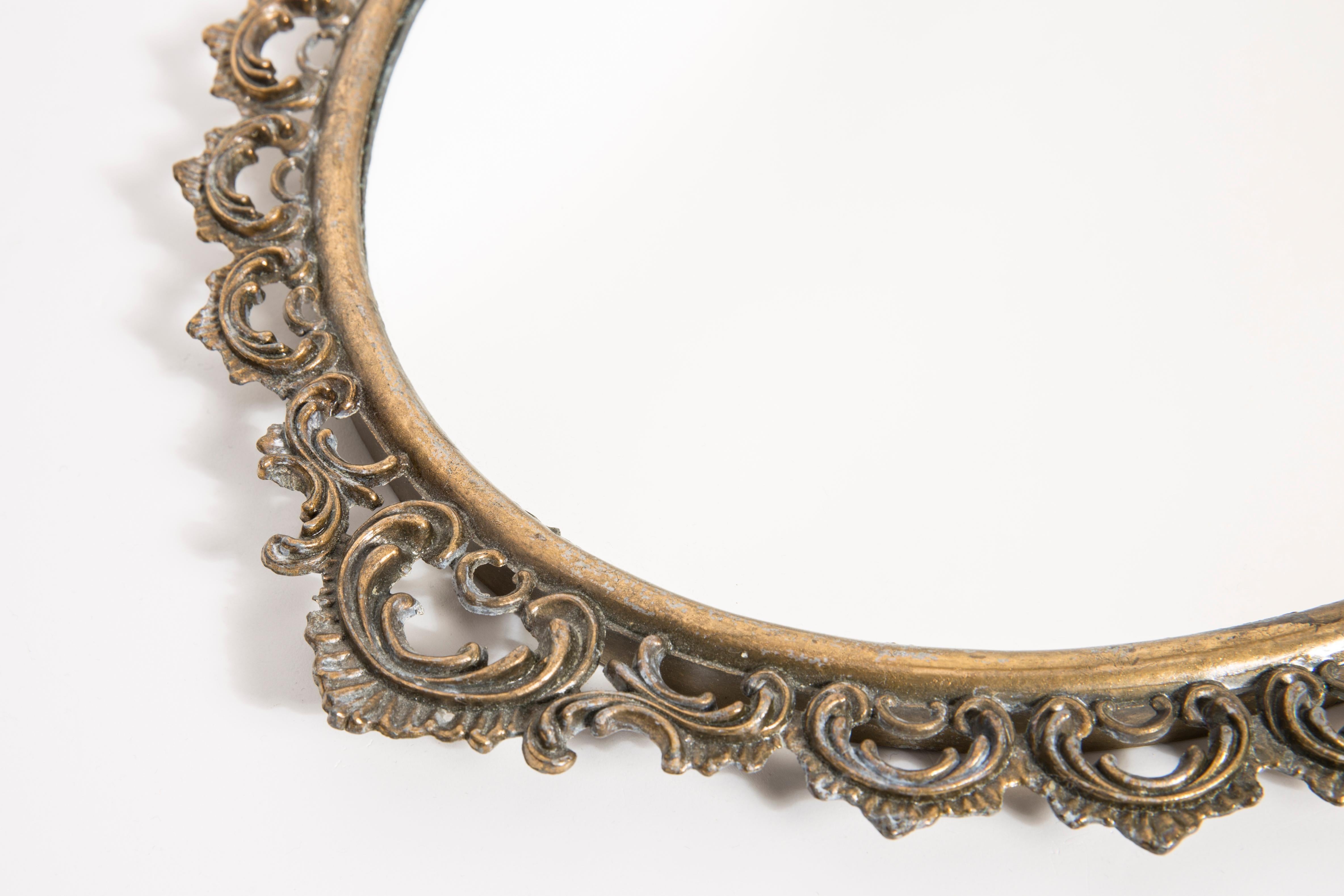 Mid-Century Medium Vintage Dark Gold Mirror, Italy, 1960s In Good Condition For Sale In 05-080 Hornowek, PL