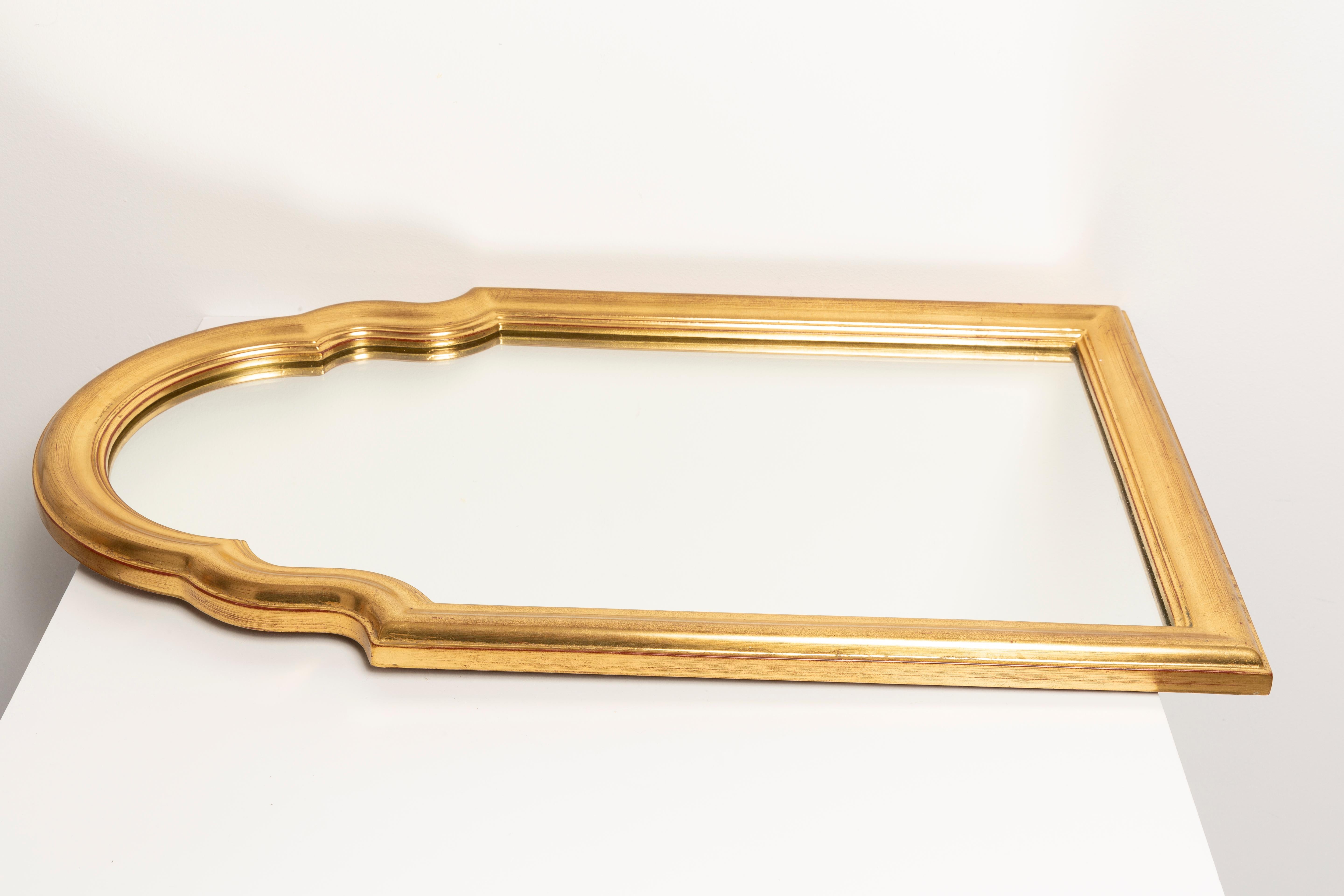 Mid-Century Modern Midcentury Medium Vintage Gold Mirror, Belgium, 2000s For Sale
