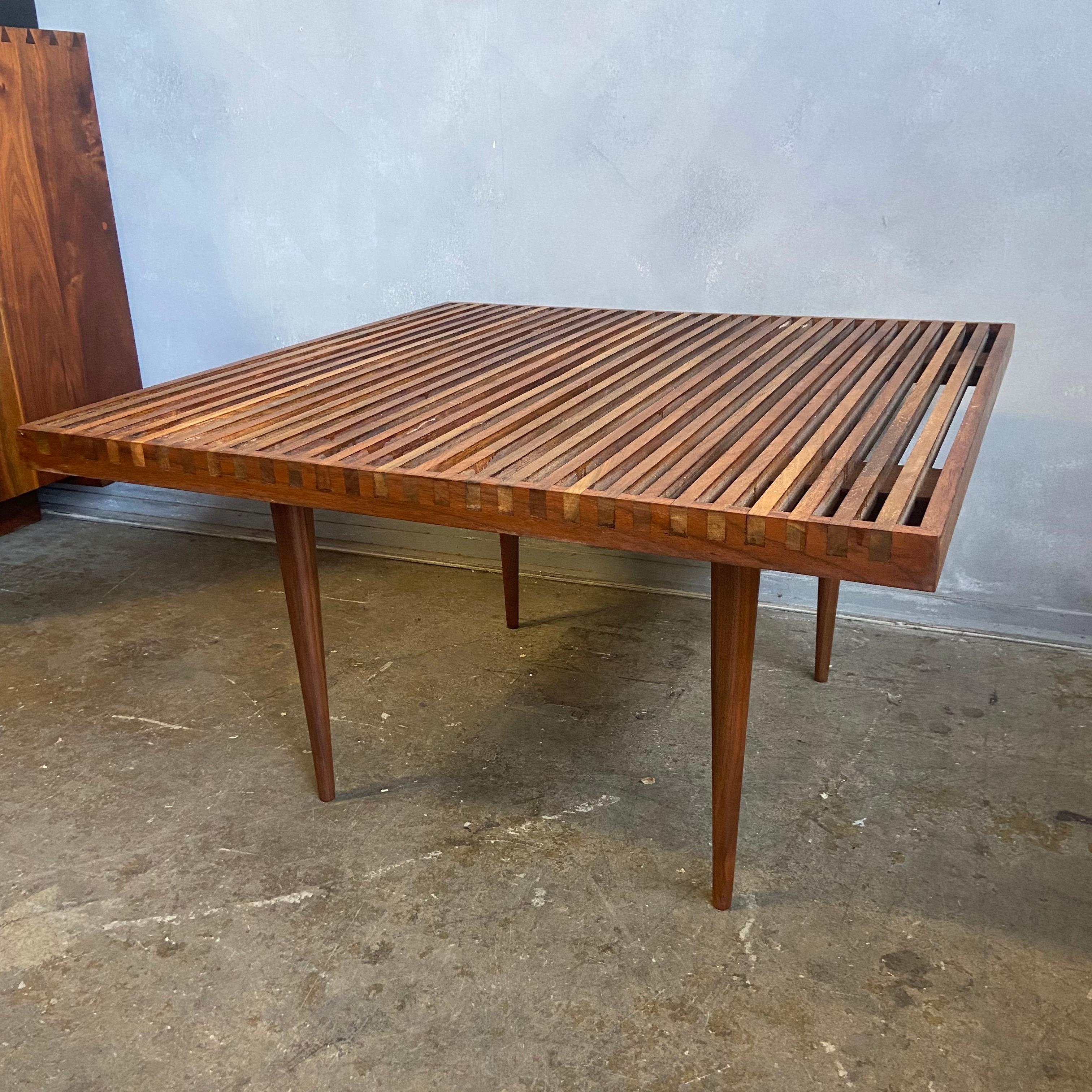 Midcentury Mel Smilow Slat Wood Coffee Table In Good Condition In BROOKLYN, NY