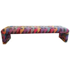 Midcentury "Memphis" Style Colorful Fabric Bench