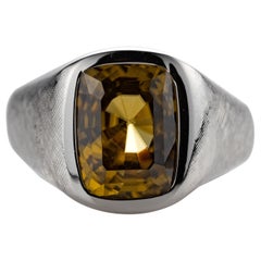 Midcentury Herrenring mit 8::57 Karat zertifiziertem unbehandeltem Zirkon