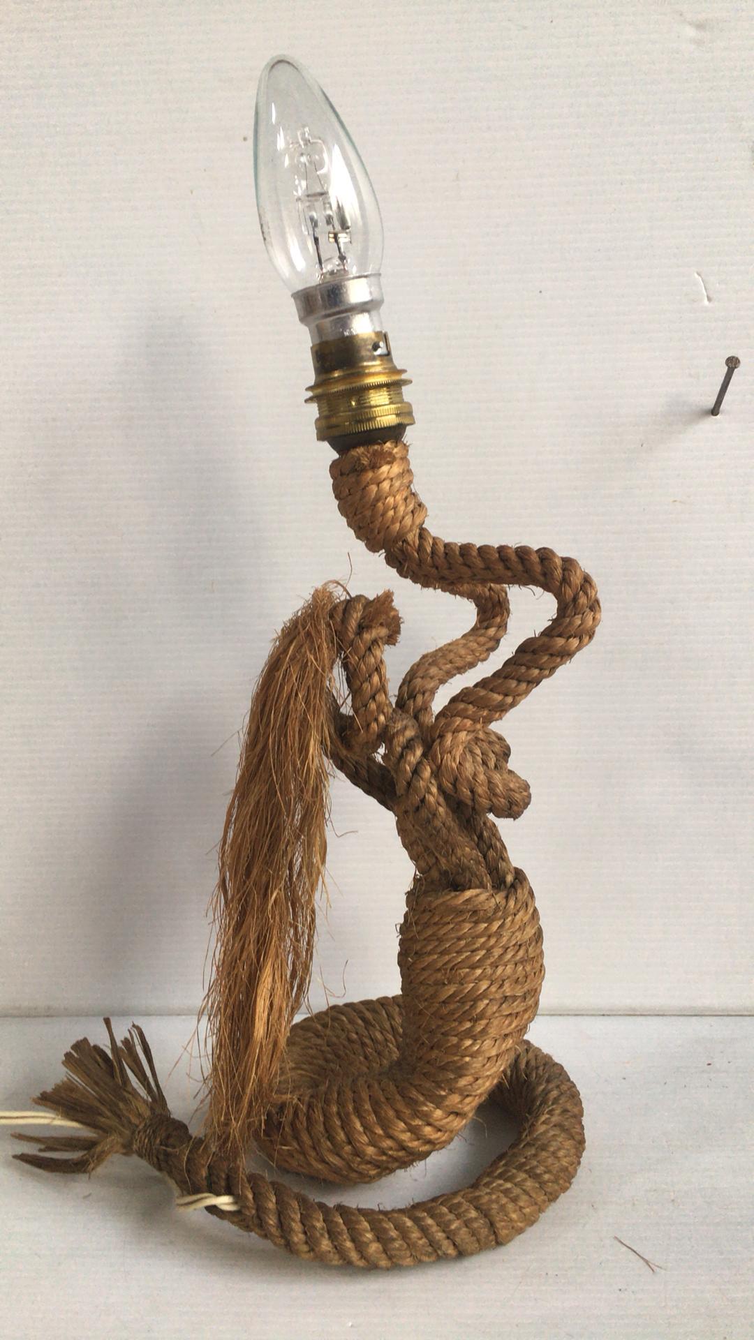 Midcentury mermaid rope lamp by Audoux Minet
Measures: Height / 13.5
