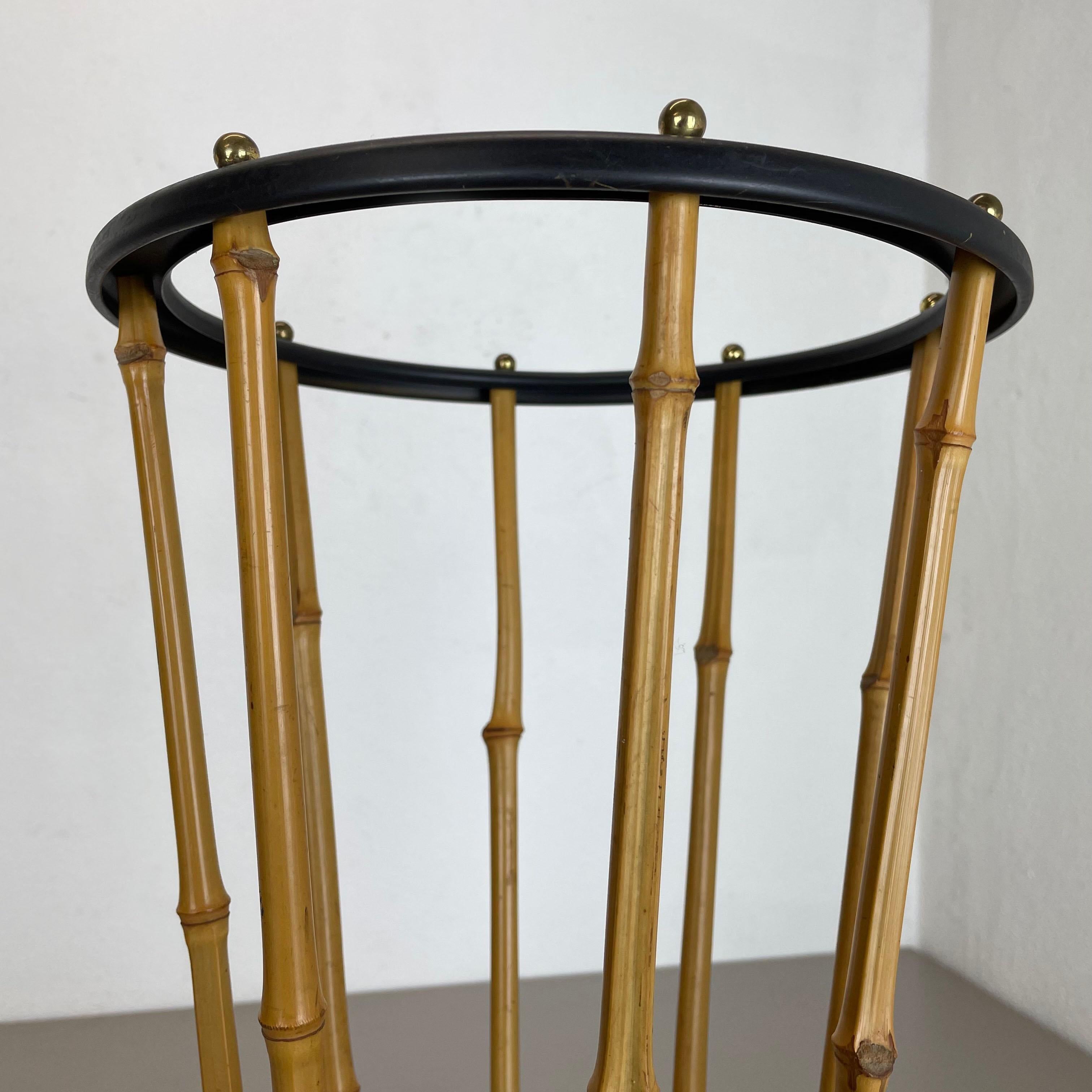 Midcentury Metal and Bamboo Auböck style Umbrella Stand, Germany, 1950s 8