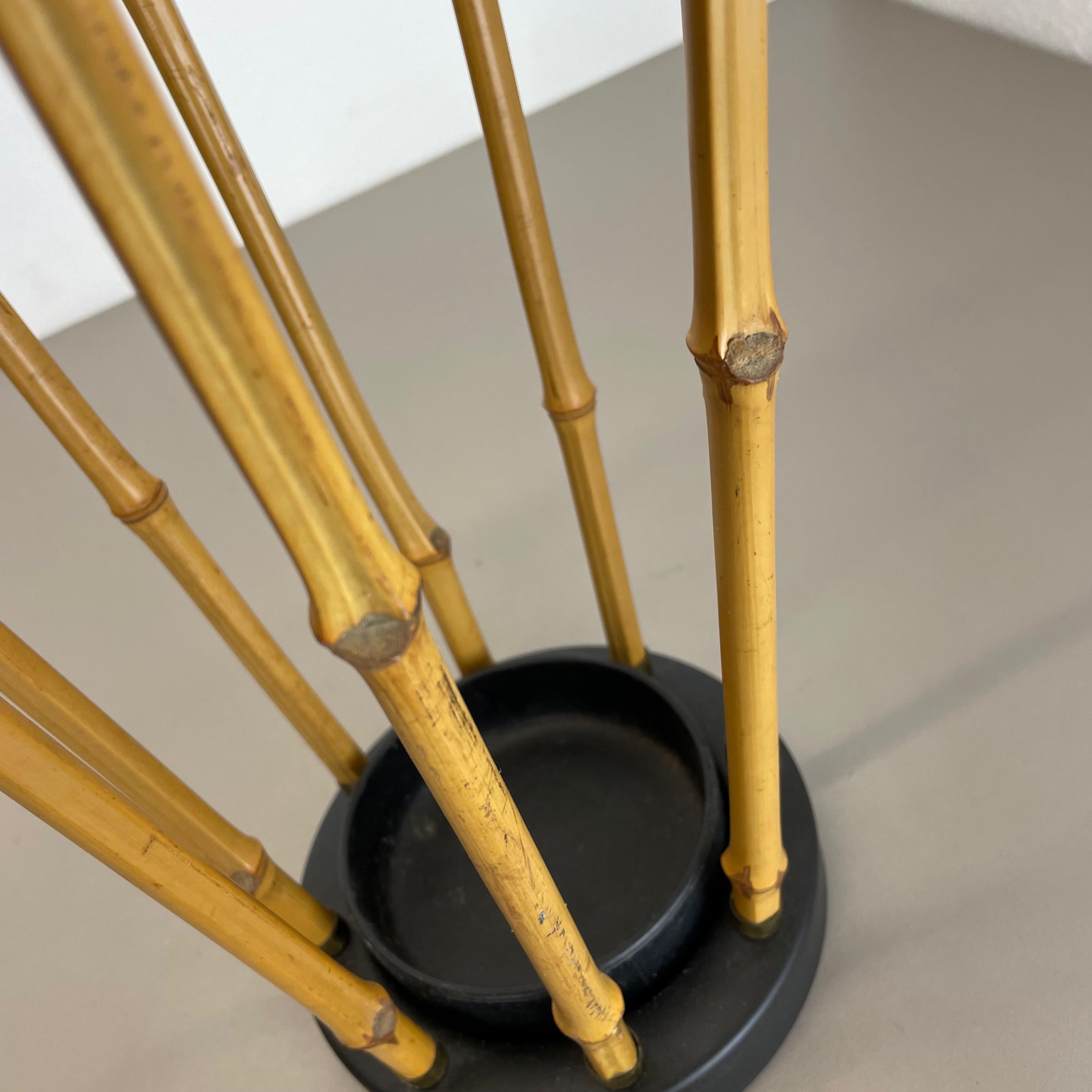 Midcentury Metal and Bamboo Auböck style Umbrella Stand, Germany, 1950s 9