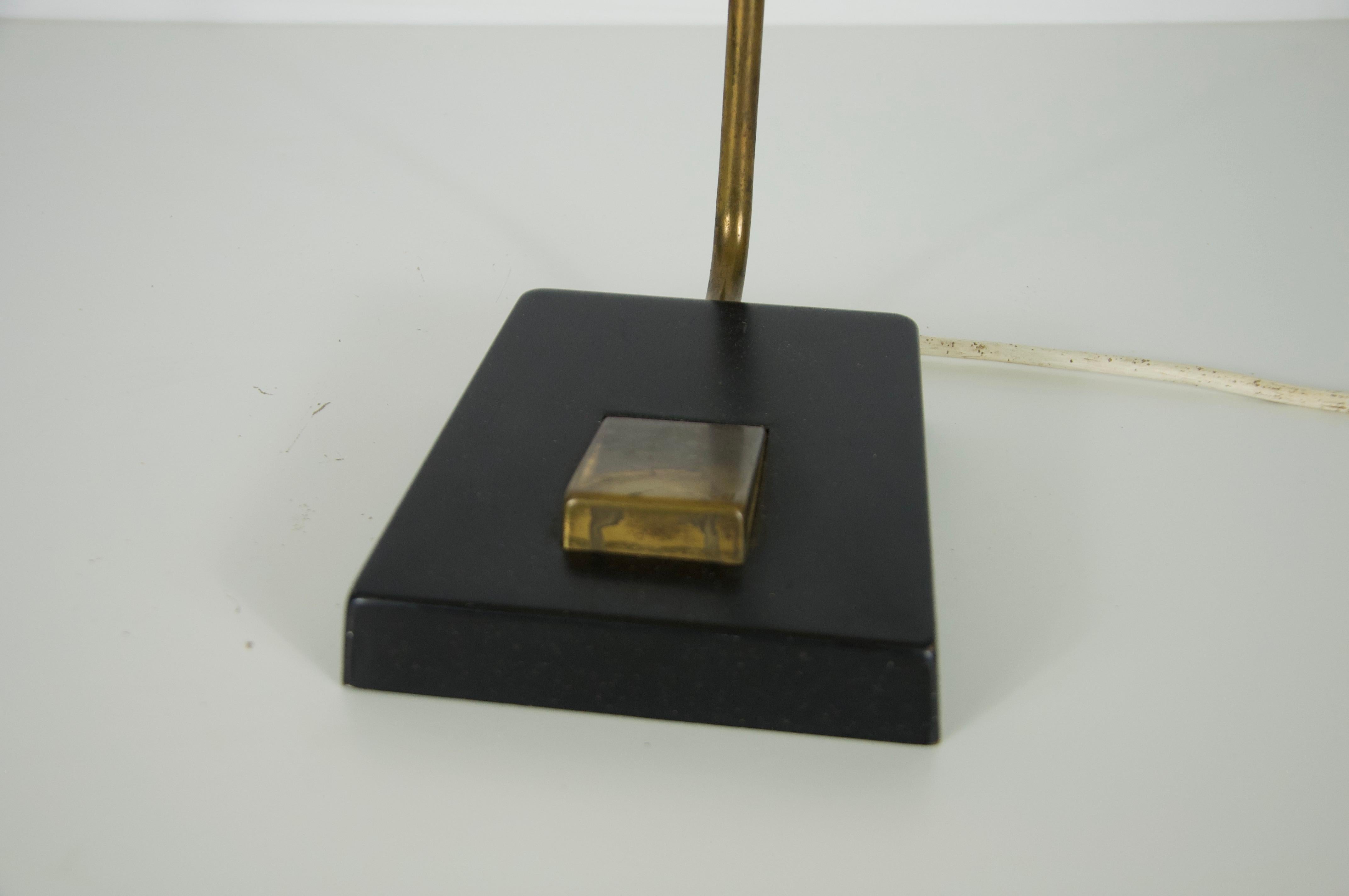 Midcentury Metal and Fabric Shade Table Lamp by Temde, 1960s For Sale 3