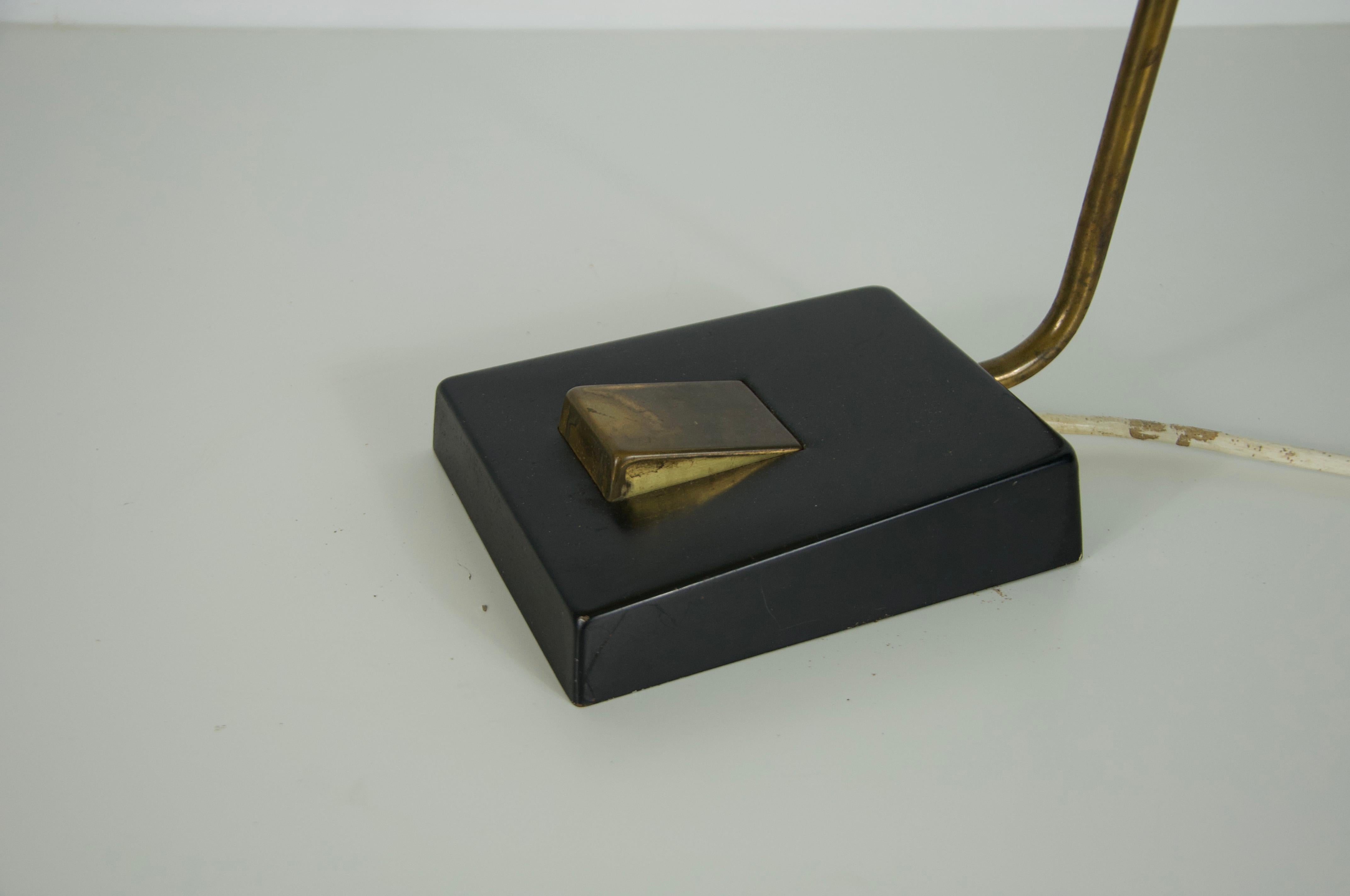 Midcentury Metal and Fabric Shade Table Lamp by Temde, 1960s For Sale 4
