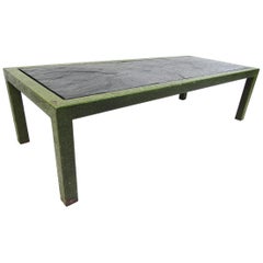 Vintage Midcentury Metal and Faux Stone Coffee Table