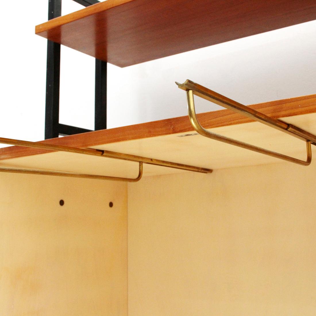 Midcentury Metal and Wood Wall Unit, 1950s In Good Condition In Savona, IT