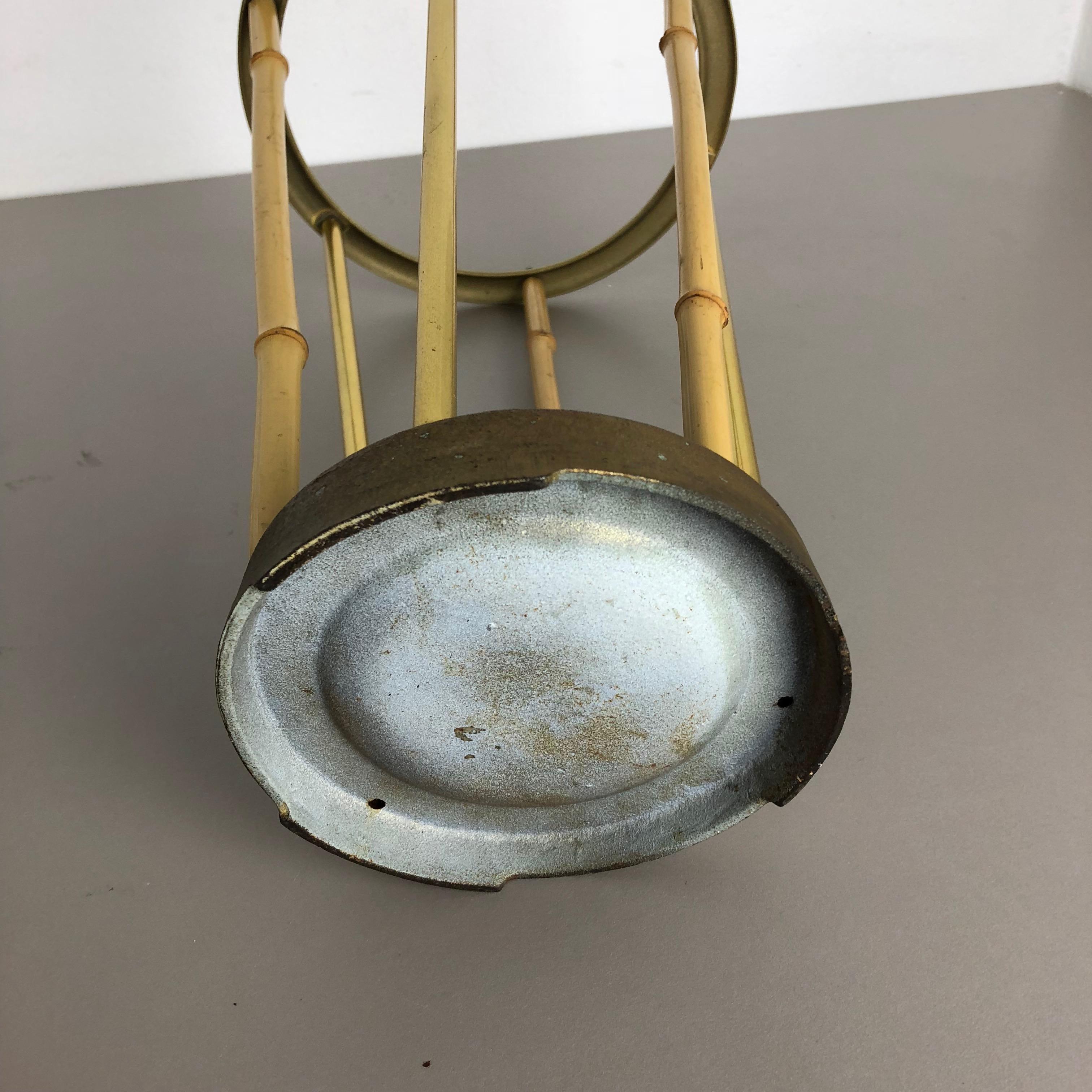 Midcentury Metal Brass and Bamboo Umbrella Stand, Germany, 1950s 5