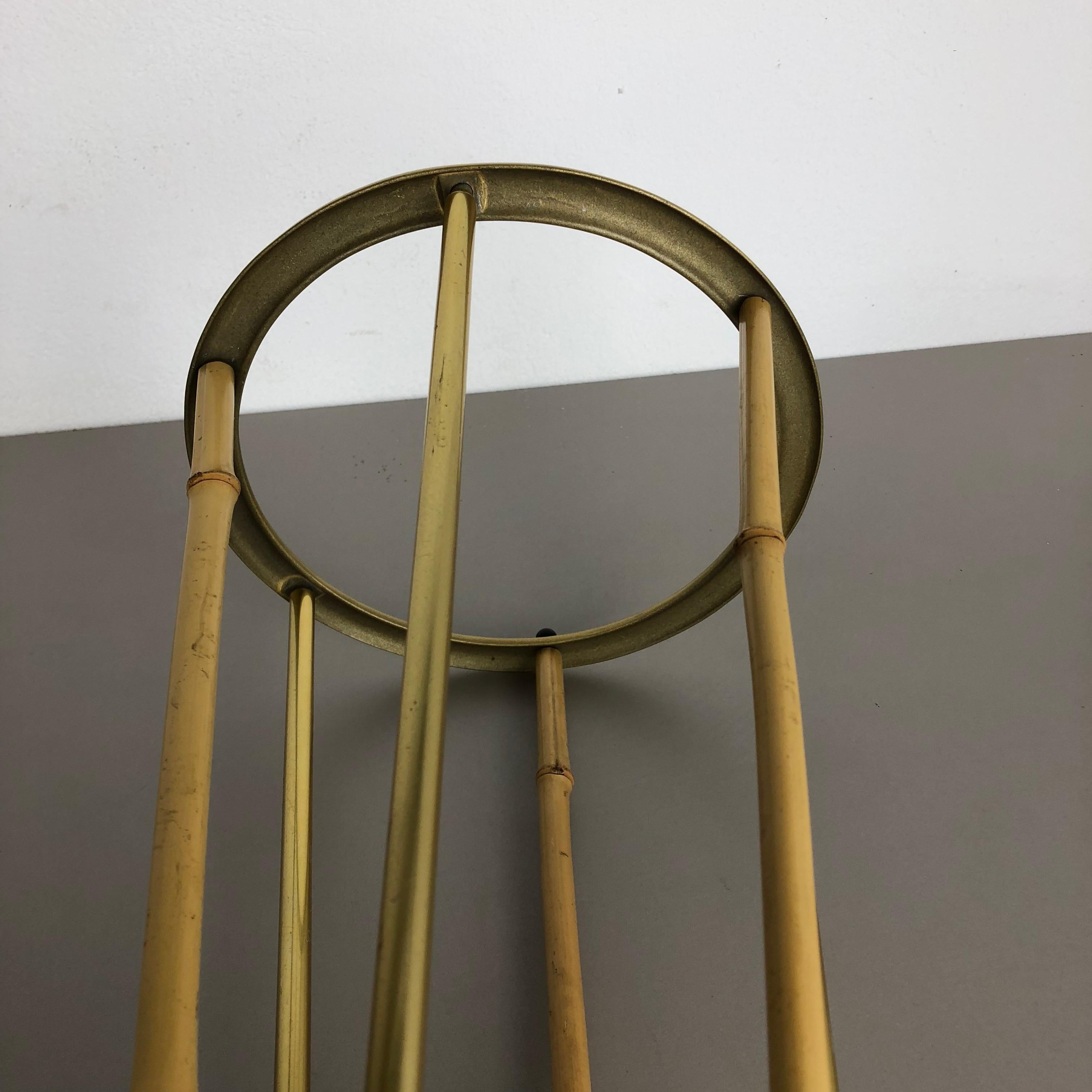 Midcentury Metal Brass and Bamboo Umbrella Stand, Germany, 1950s 6