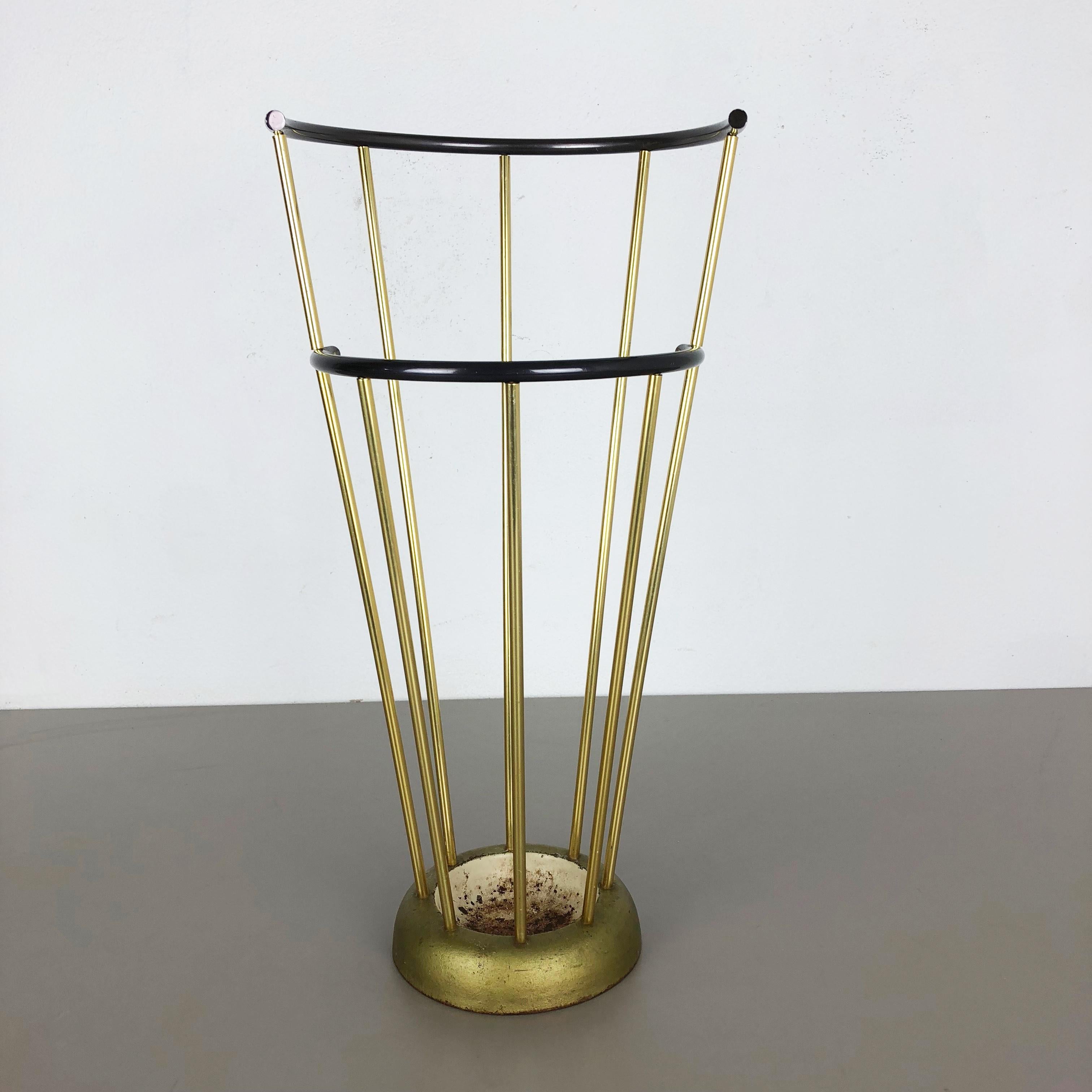 Midcentury Metal Brass Hollywood Regency Umbrella Stand by GECO, Germany, 1950s In Good Condition In Kirchlengern, DE