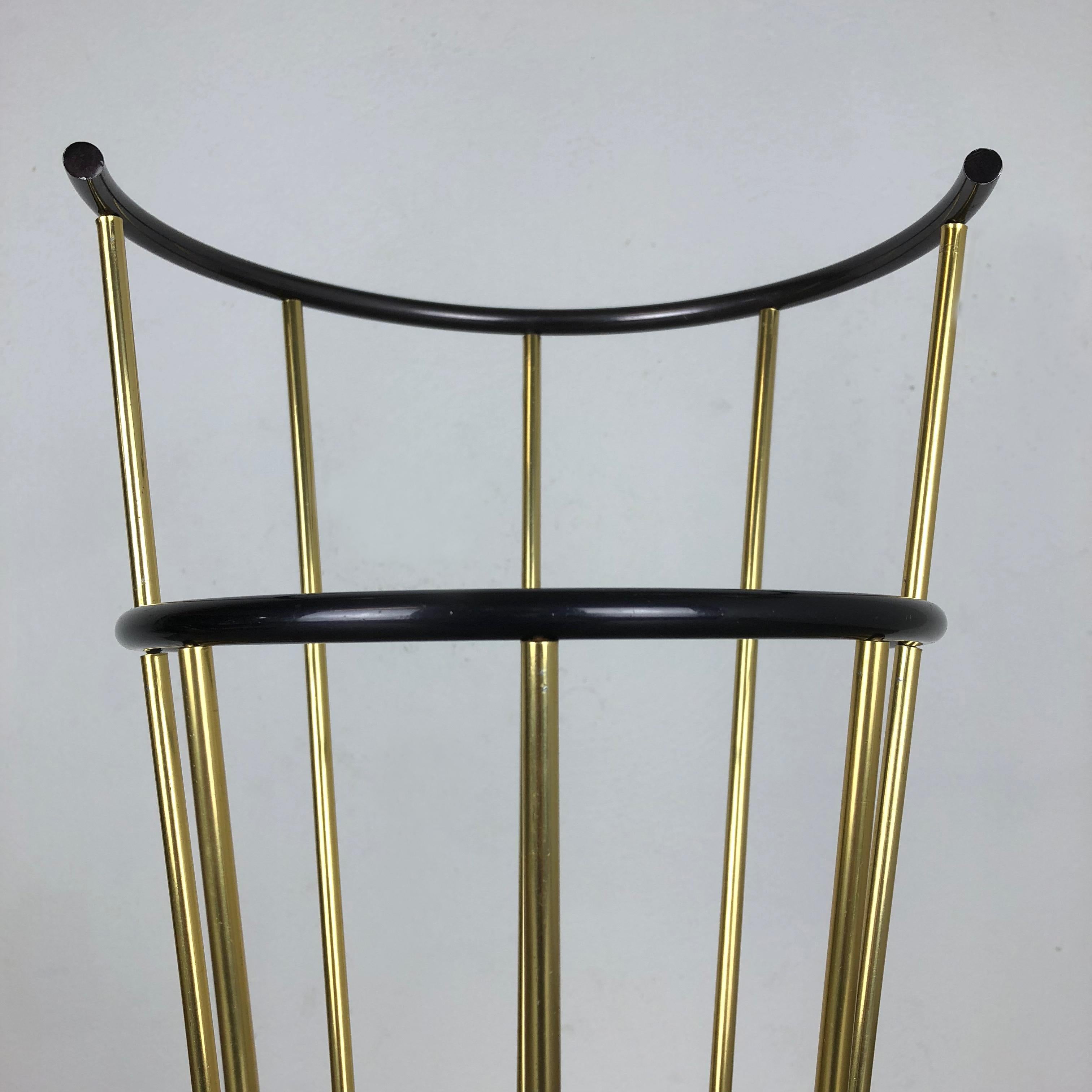 Mid-20th Century Midcentury Metal Brass Hollywood Regency Umbrella Stand by GECO, Germany, 1950s