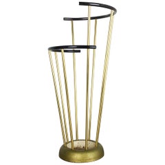 Vintage Midcentury Metal Brass Hollywood Regency Umbrella Stand by GECO, Germany, 1950s