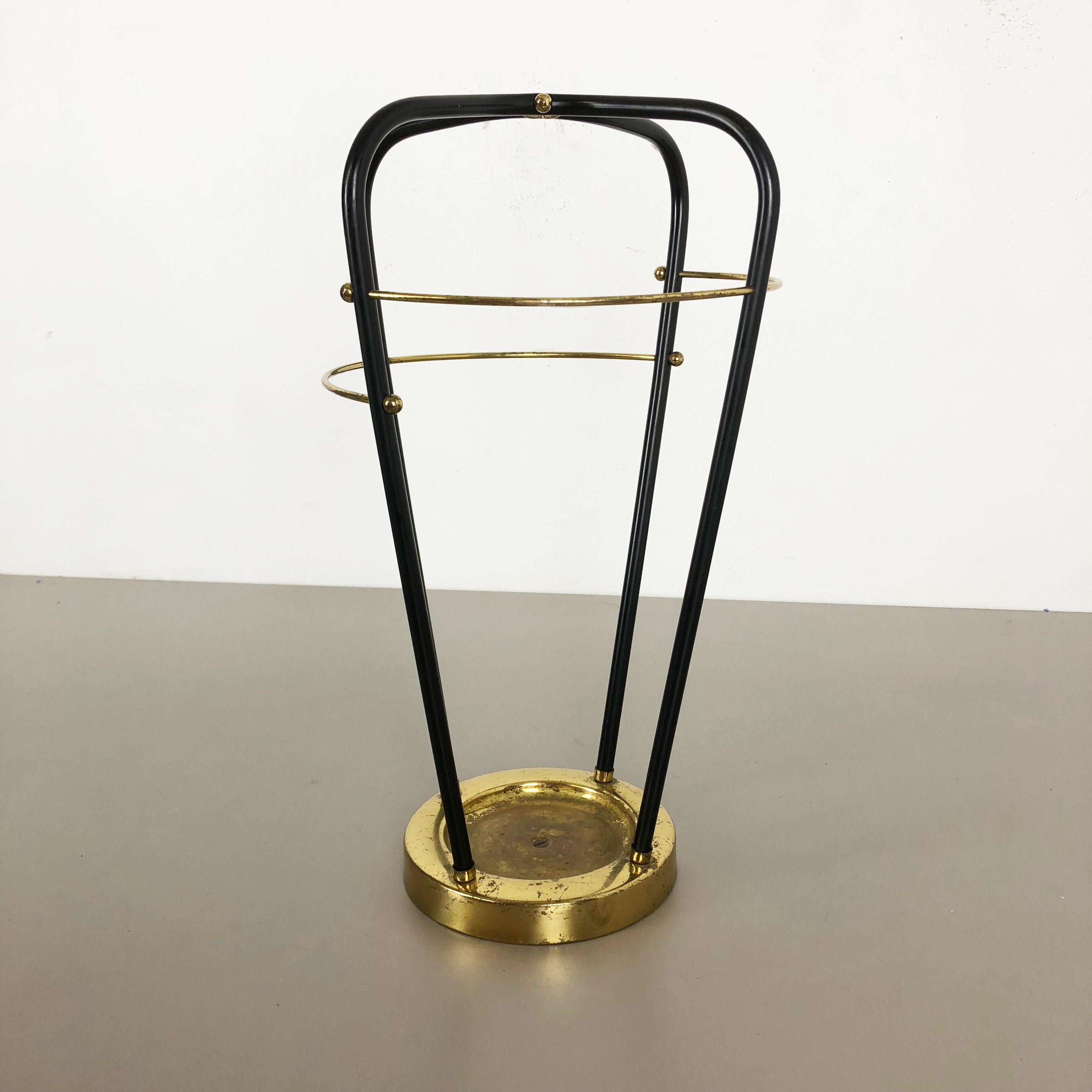 Bauhaus Midcentury Metal Brass Hollywood Regency Umbrella Stand, Germany, 1950s For Sale