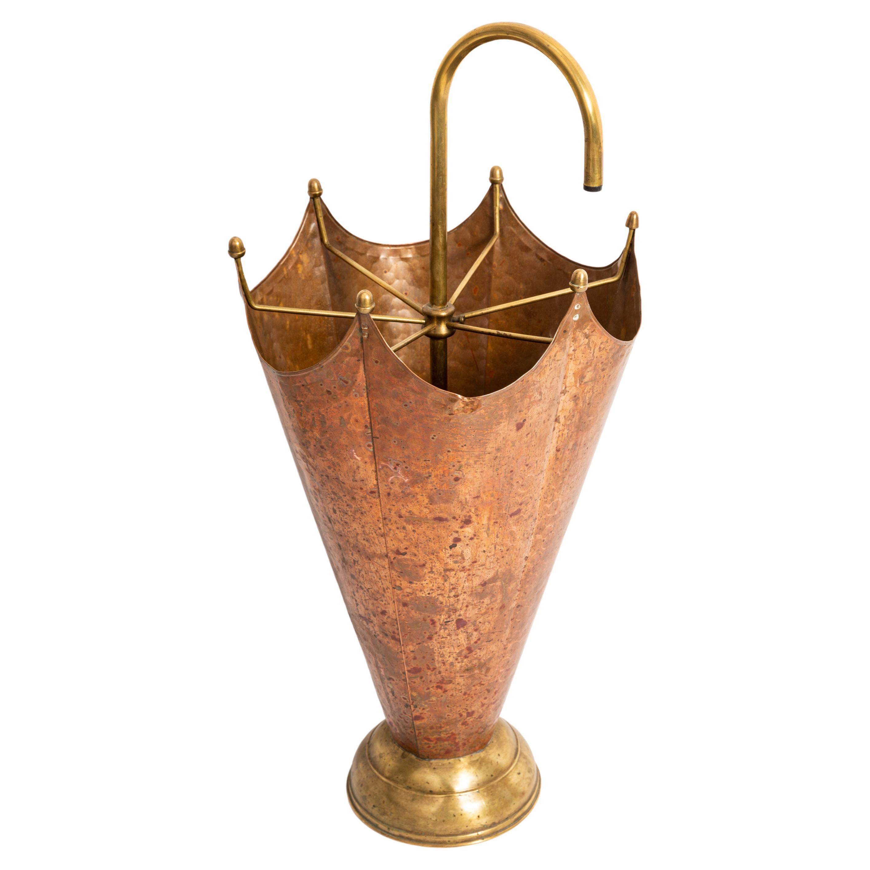 Midcentury Metal Brass Umbrella Stand, Hollywood Regency, Italy, 1960s