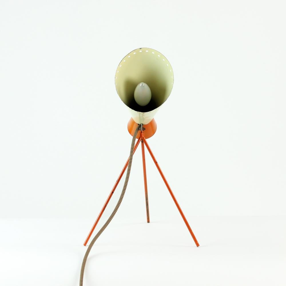 20th Century Midcentury Metal Table Lamp in Cream and Orange by Josef Hurka for Napako For Sale