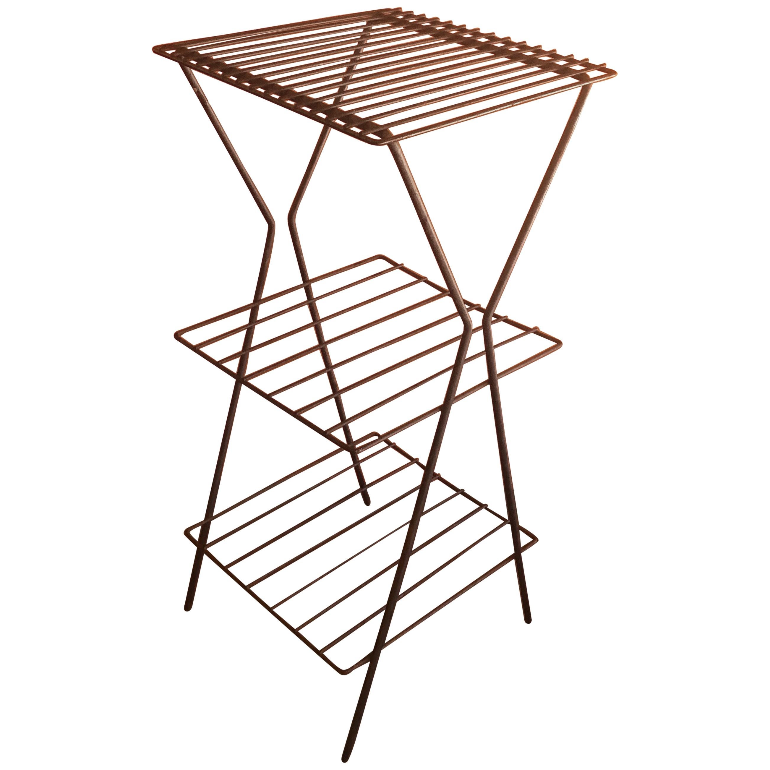 Midcentury Metal Wire Side Table / Stand