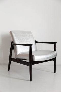 MidCentury Metalic Silver Pineapple Leather GFM 64 Armchair, Homa, Europe, 1960s