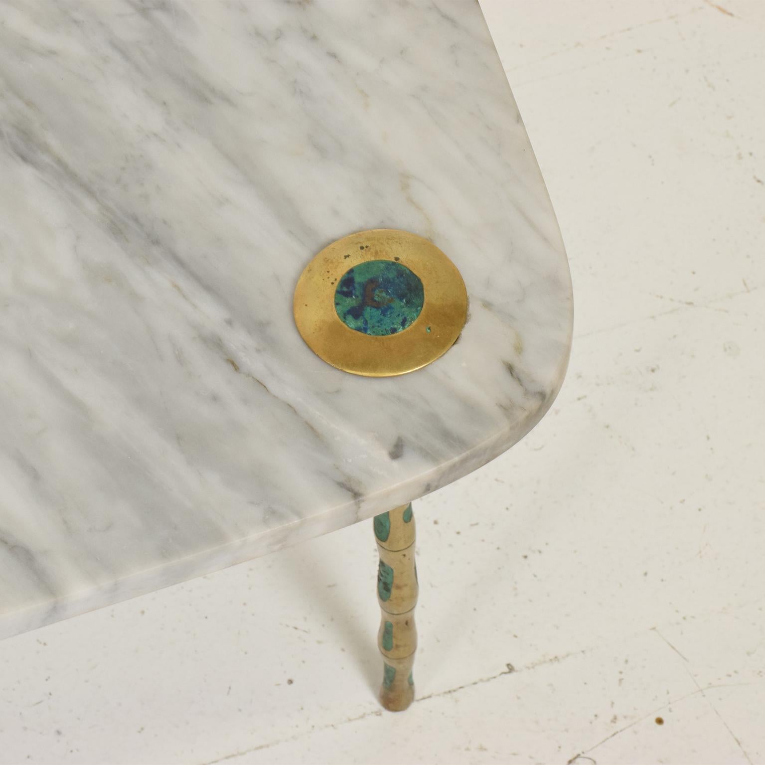 Mid-20th Century Midcentury Mexican Modernist Coffee Table in Marble Brass & Malachite