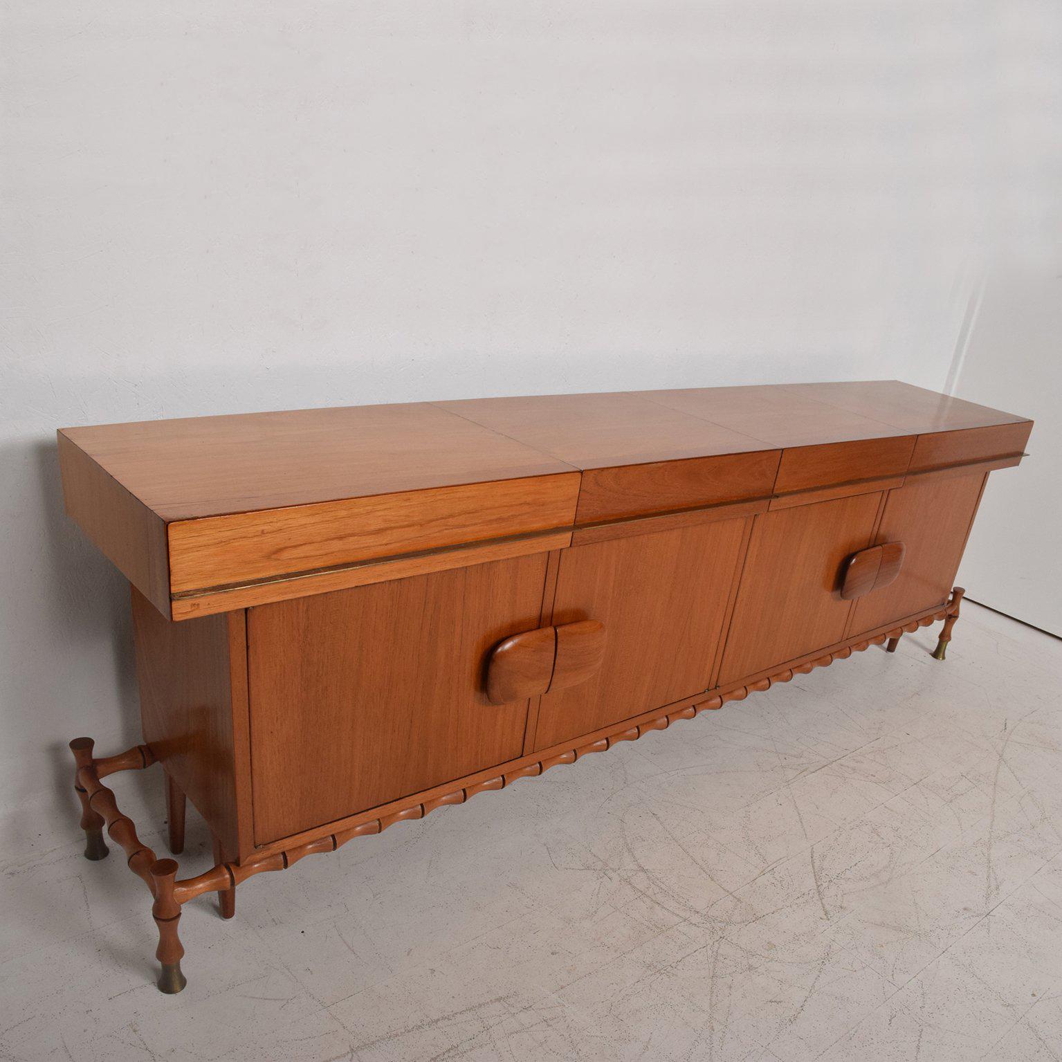 Midcentury Mexican Modernist Floating Bamboo Credenza, Frank Kyle, 1960s 4