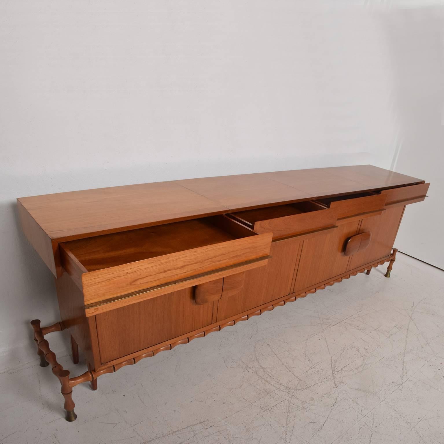 Mid-Century Modern Midcentury Mexican Modernist Floating Bamboo Credenza, Frank Kyle, 1960s