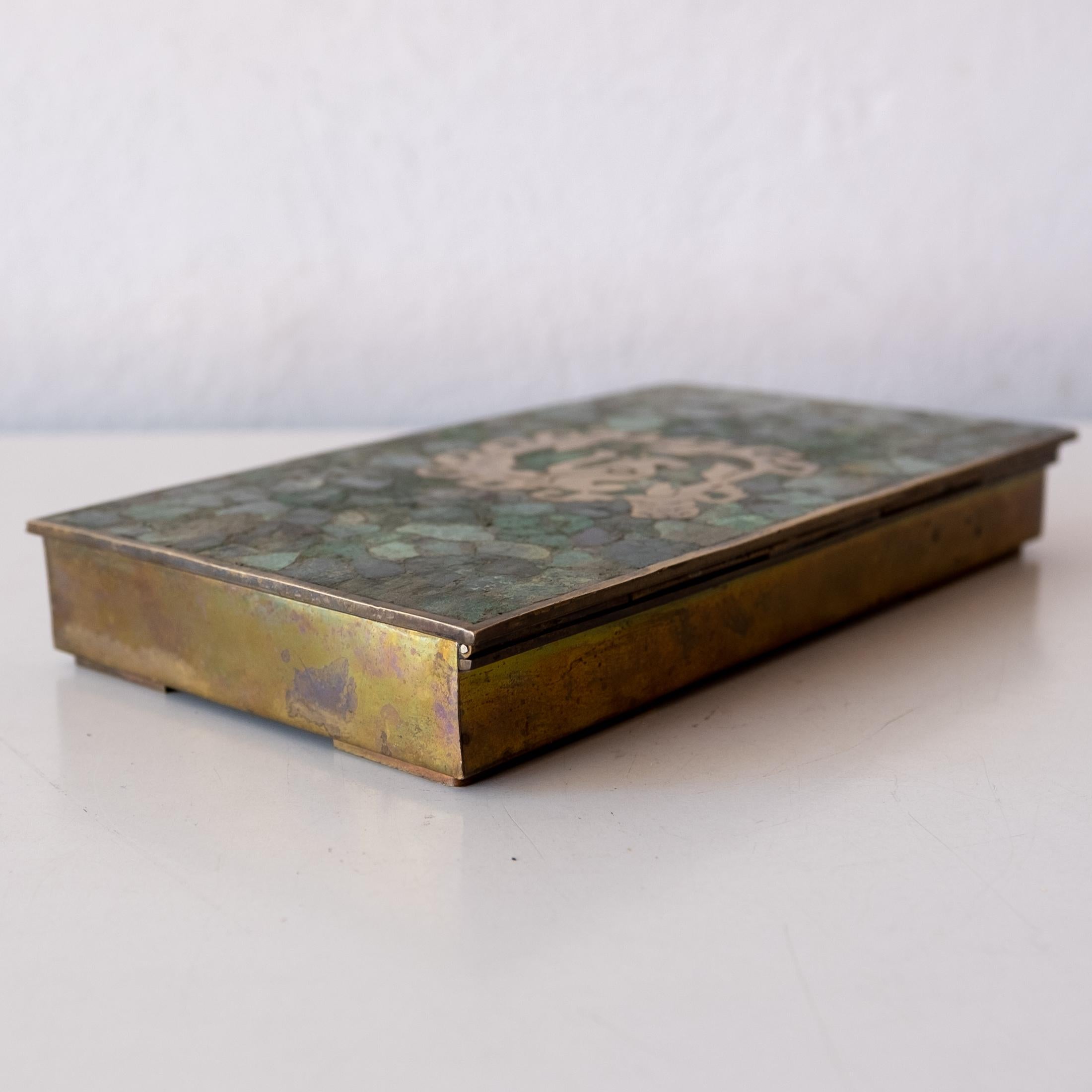 Mid-20th Century Midcentury Mexican Modernist Malachite and Brass Dragon Box 1950s