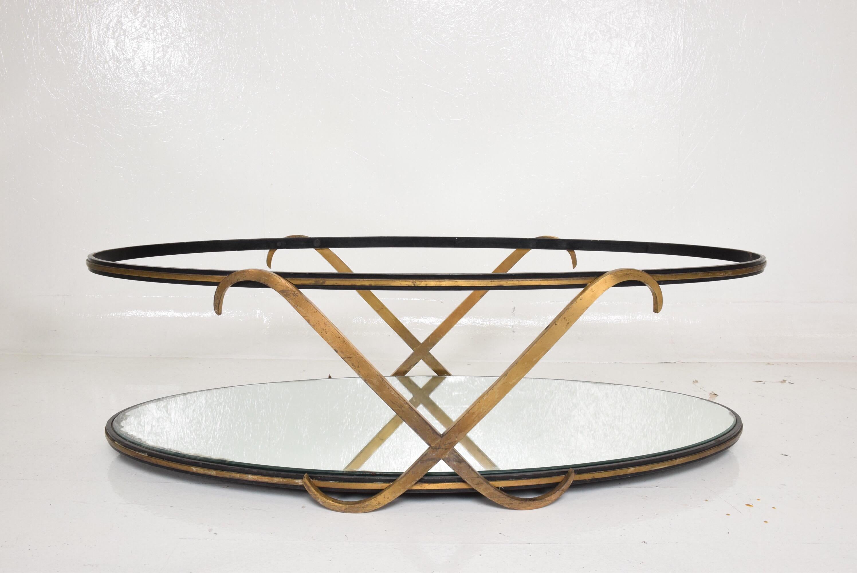 Brass Midcentury Mexican Modernist Oval Coffee Table after Arturo Pani