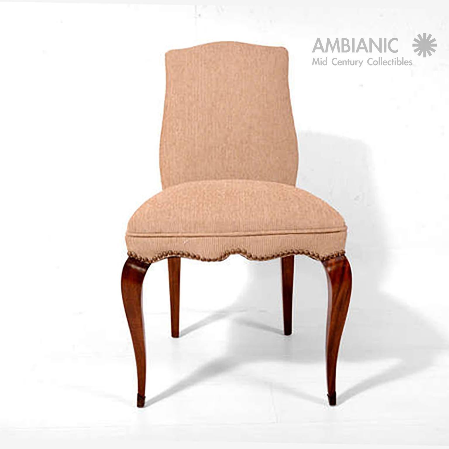 We are pleased to offer for your consideration a wonderful set of four (4) dining chairs, design attributed to Arturo Pani. Made in Mexico circa the late 1940s.

Neoclassical lines, constructed with mahogany wood. Upholstery in light brown
