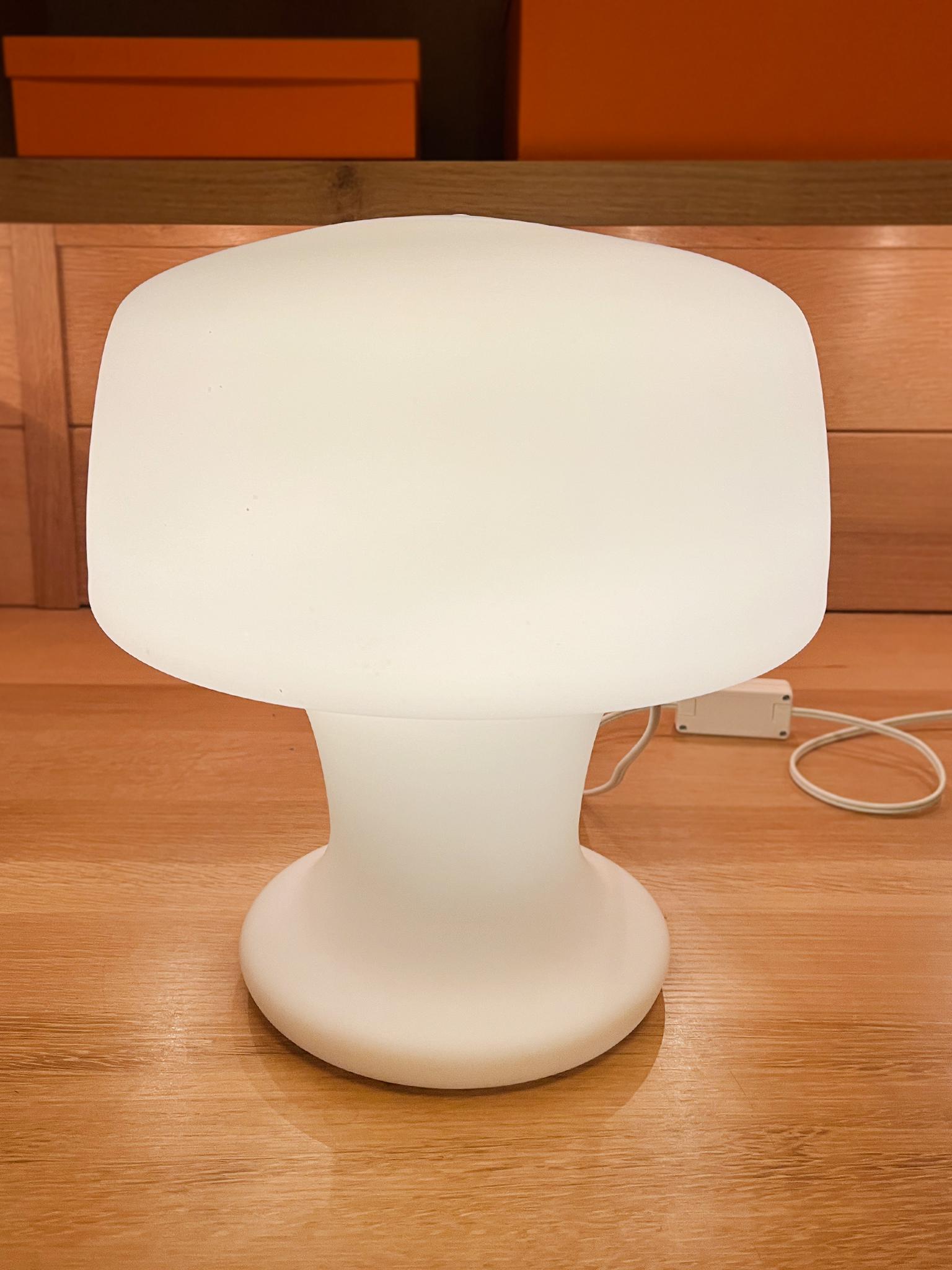 Midcentury Milk Glass Mushroom Table Lamp For Sale 2