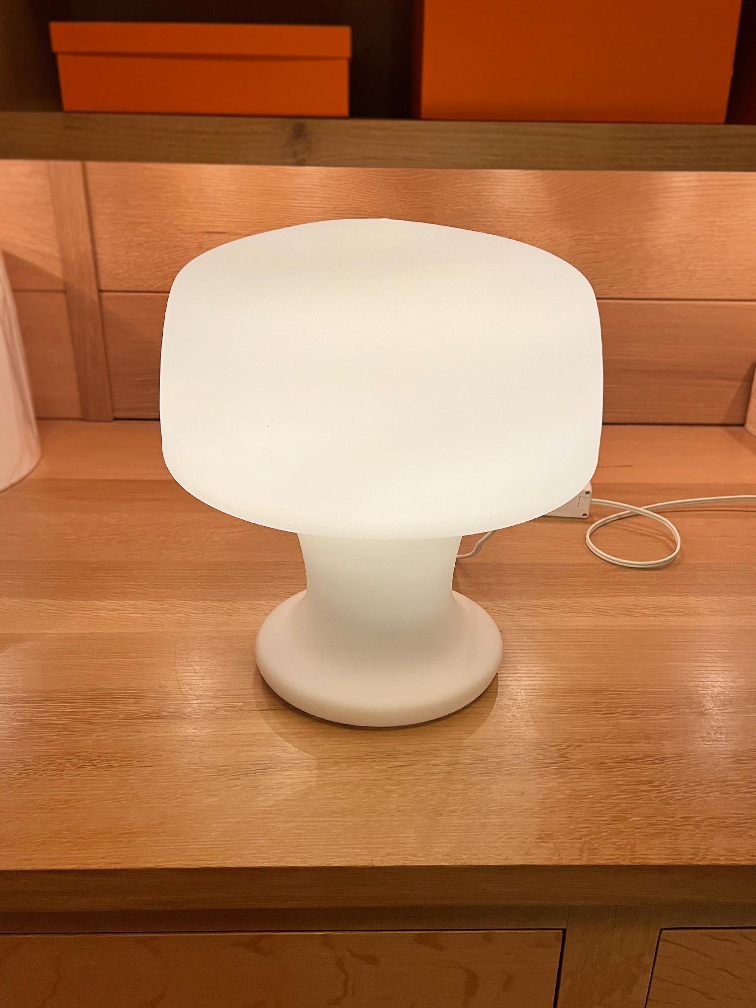 Midcentury Milk Glass Mushroom Table Lamp For Sale 3