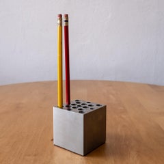 Midcentury Milled Solid Steel Pencil Holder, 1950s