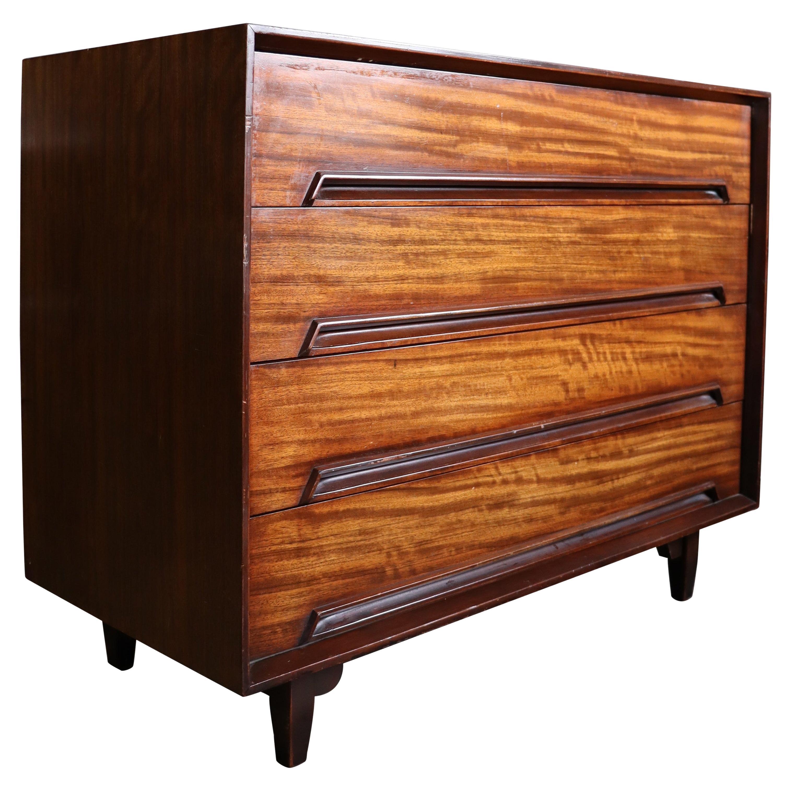 For your consideration is this Mid-Century Modern dresser from the Perspective collection by Milo Baughman for Drexel in 1951. Crafted from exotic Mindoro wood that shimmers in the light. similar design to Nakashima Origins line