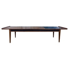 Midcentury low Long Walnut Coffee Table Bench