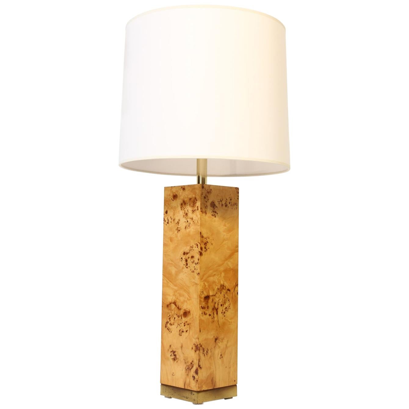 Midcentury Milo Baughman Style Burl Wood Lamp