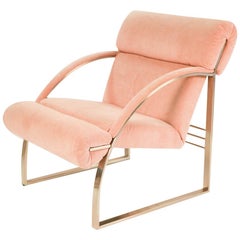 Midcentury Milo Baughman Style Chrome Lounge Chair