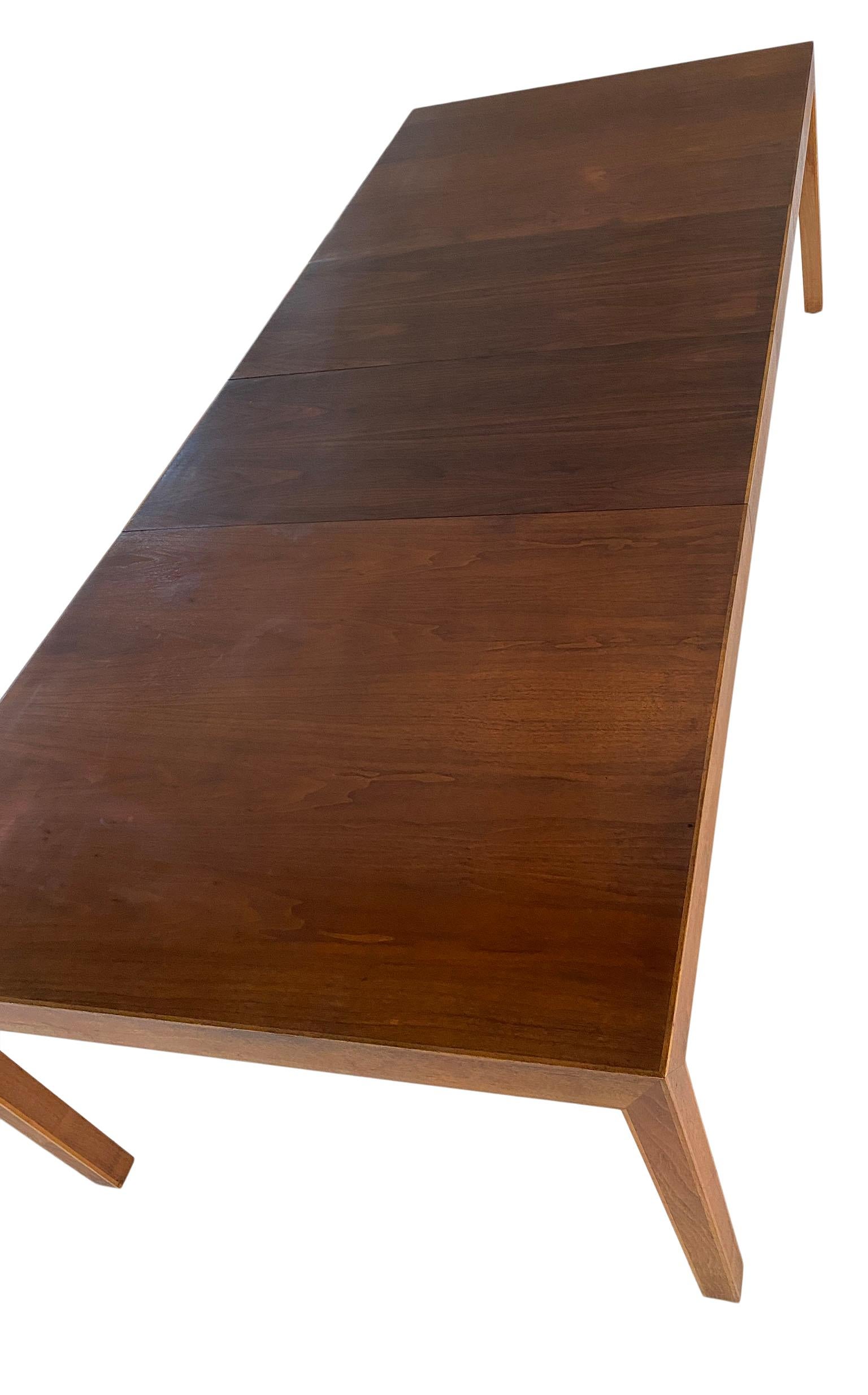 Midcentury Milo Baughman Walnut Expandable Parsons Dining Table with '2' Leaves 1