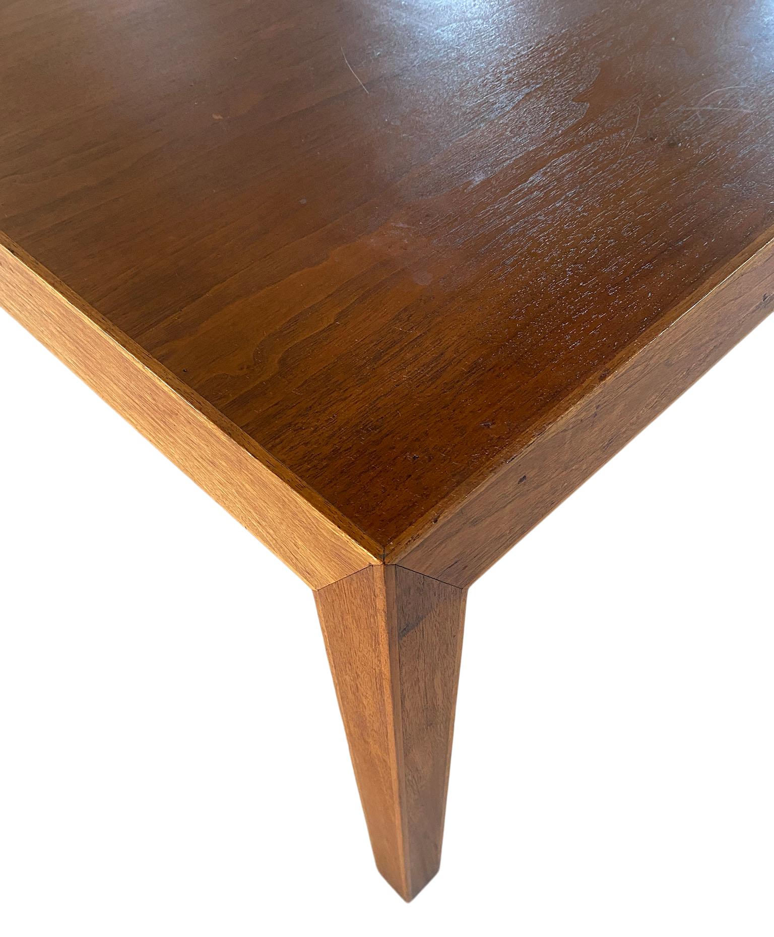 Midcentury Milo Baughman Walnut Expandable Parsons Dining Table with '2' Leaves 3