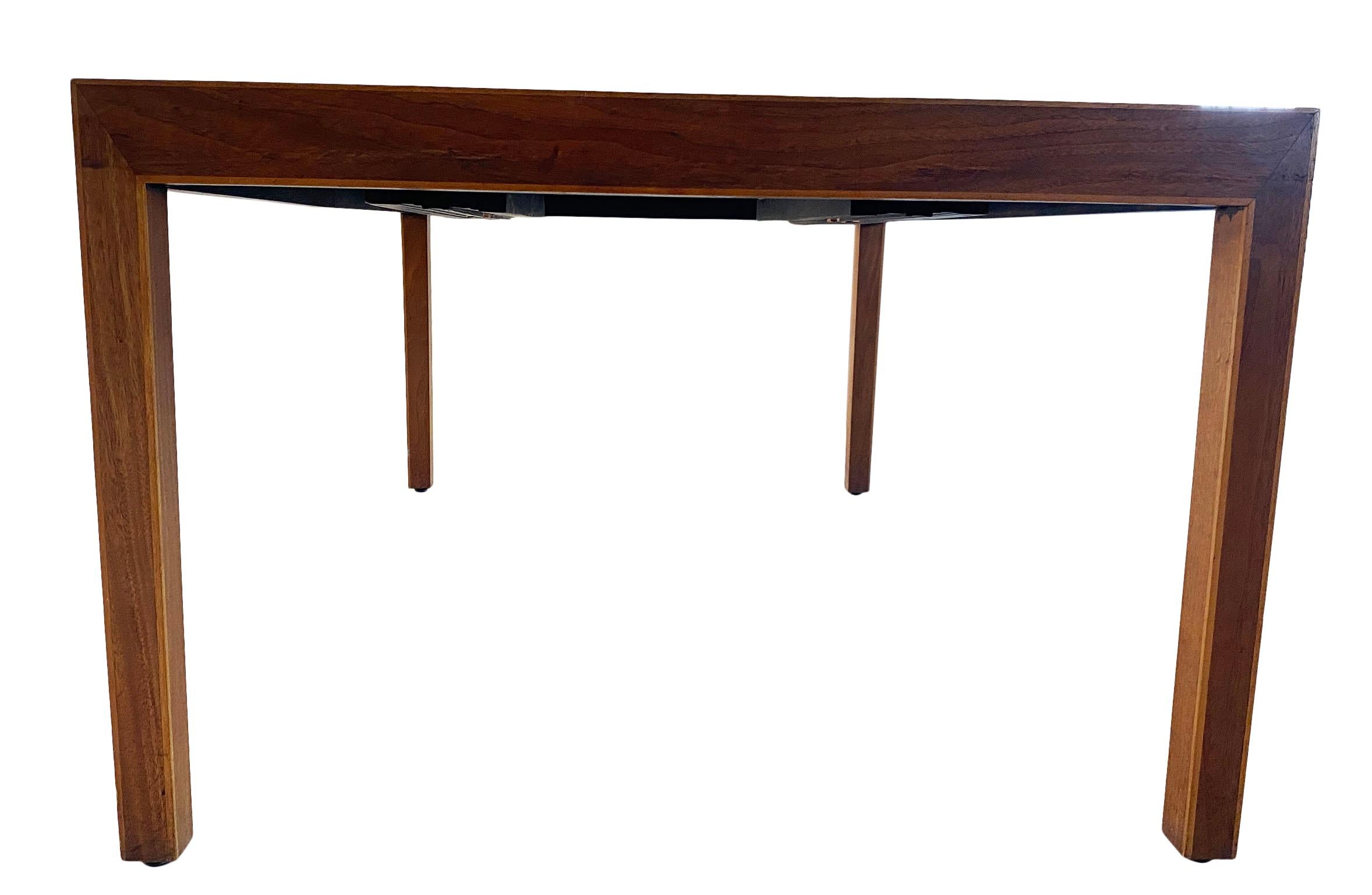 Mid-Century Modern Midcentury Milo Baughman Walnut Expandable Parsons Dining Table with '2' Leaves