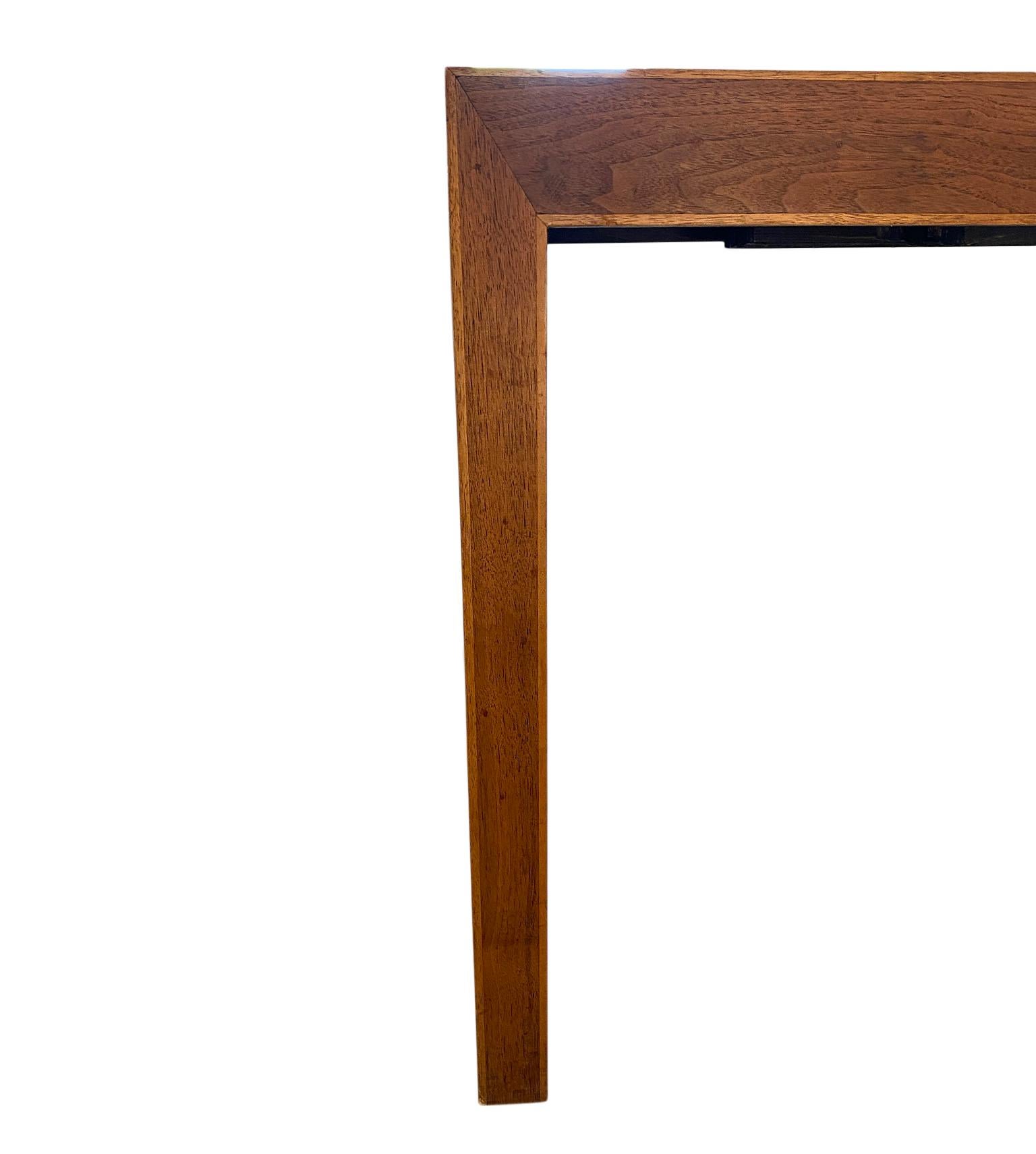 Mid-20th Century Midcentury Milo Baughman Walnut Expandable Parsons Dining Table with '2' Leaves