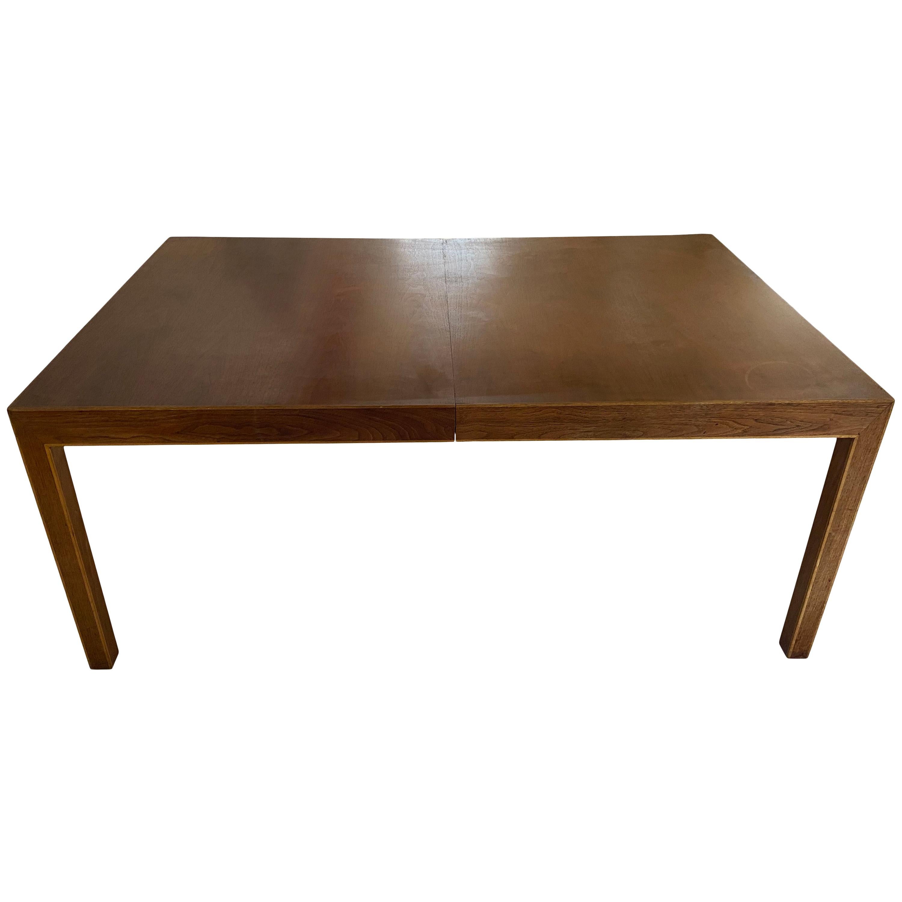 Midcentury Milo Baughman Walnut Expandable Parsons Dining Table with '2' Leaves