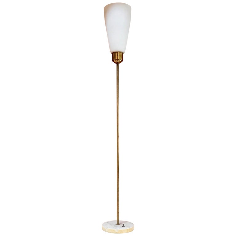 Midcentury Minimal Brass Floor Lamp with Marble Base, Italy, 1950s at ...